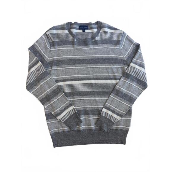 Peter Millar Men’s Striped Pullover Sweater Merino Wool Linen Blend Size Medium - Picture 1 of 8